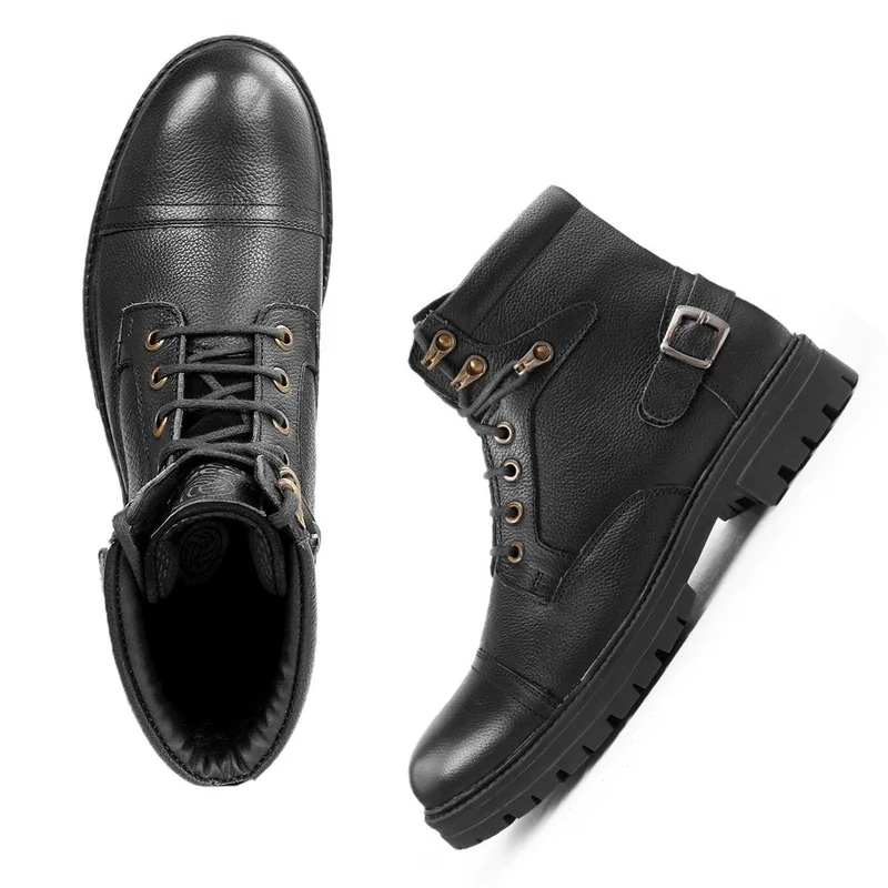 Bacca Bucci Black Street Fighter Chukka Derby Motorcycle Boots for Men | Best Price UAE